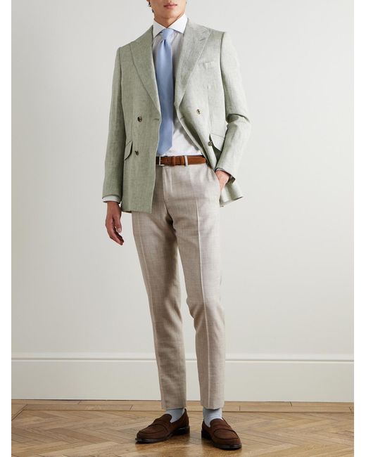 Canali Natural Wool, Silk And Linen-Blend Suit Trousers for men