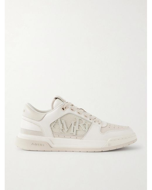 Amiri Natural Classic Low Two-tone Perforated Leather And Mesh Sneakers for men
