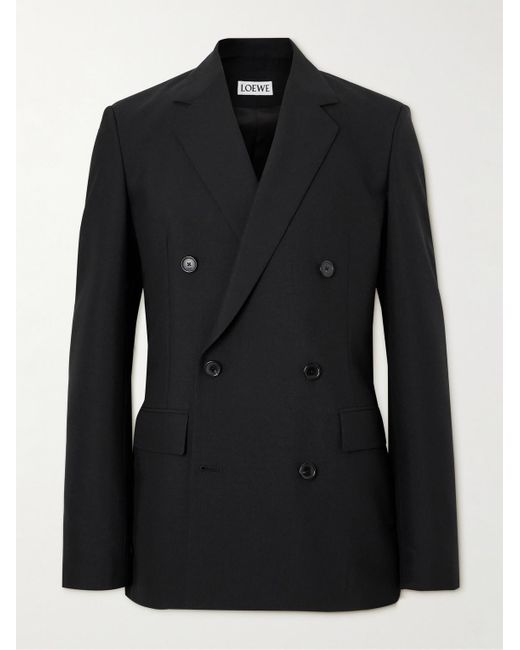Loewe Black Double-breasted Wool And Mohair-blend Suit Jacket for men