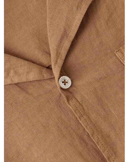 Altea Natural Bart Slim-fit Convertible-collar Linen Shirt for men