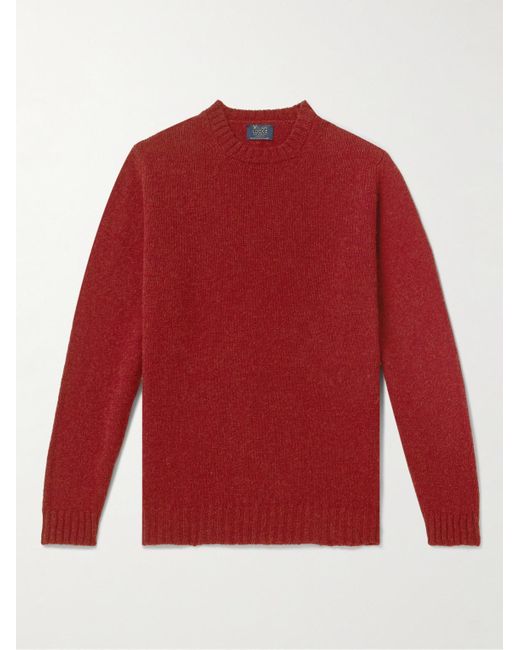 William Lockie Red Shetland Wool Sweater for men