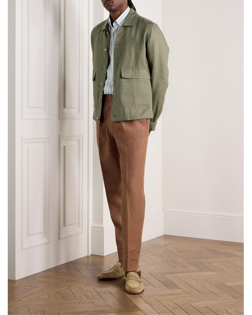 De Petrillo Green Linen Jacket for men