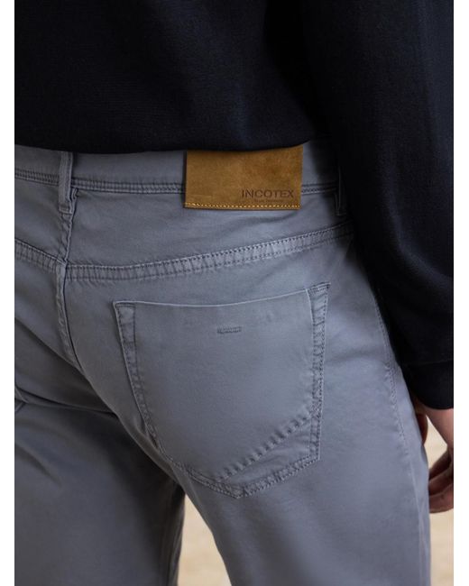 Slowear Gray Slim-fit Stretch Cotton-blend Gabardine Trousers for men