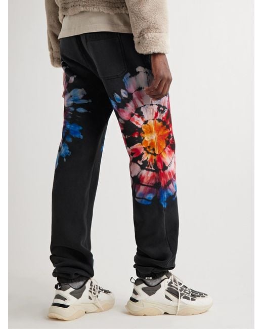 Amiri Blue Tapered Tie-Dyed Cotton-Jersey Sweatpants for men