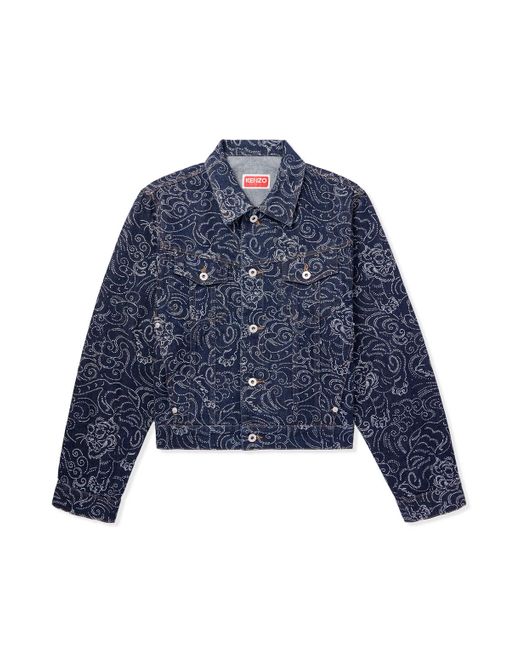 KENZO Blue Star Tiger Printed Denim Trucker Jacket for men