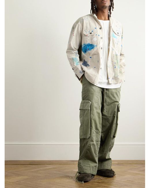 Greg Lauren Hemdjacke aus Baumwoll-Canvas mit Schalkragen und Farbspritzern in White für Herren