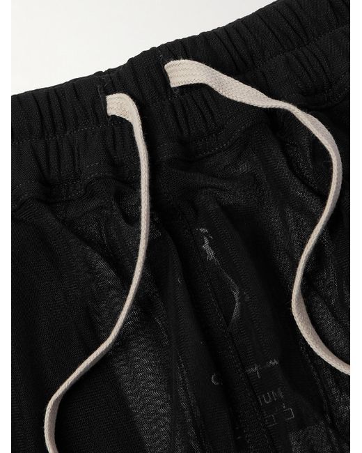 Rick Owens Black Champion Dolphin Straight-leg Logo-embroidered Mesh Shorts for men