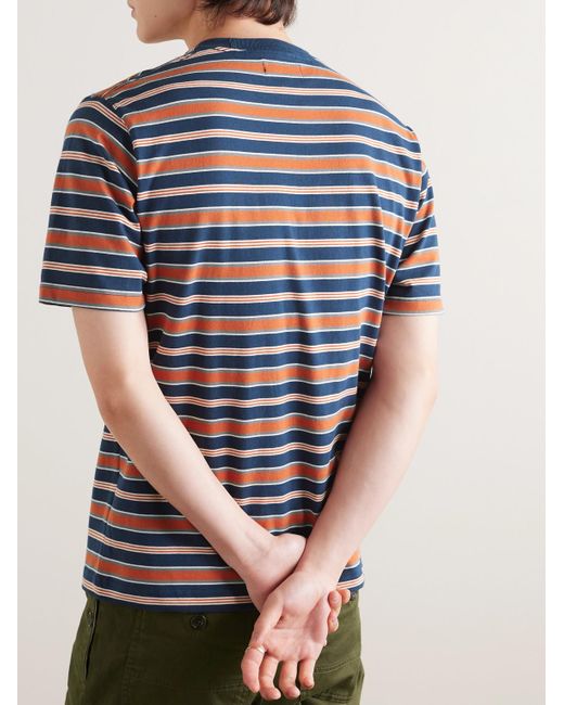 Beams Plus Blue Striped Cotton-jersey T-shirt for men