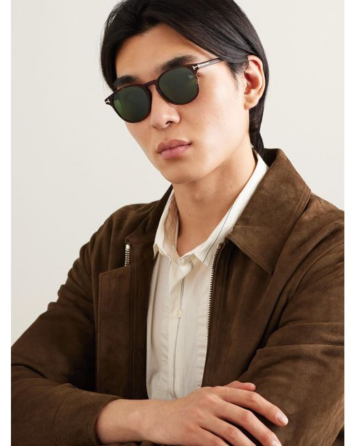 Tom Ford Green Lewis Round-Frame Acetate Sunglasses for men