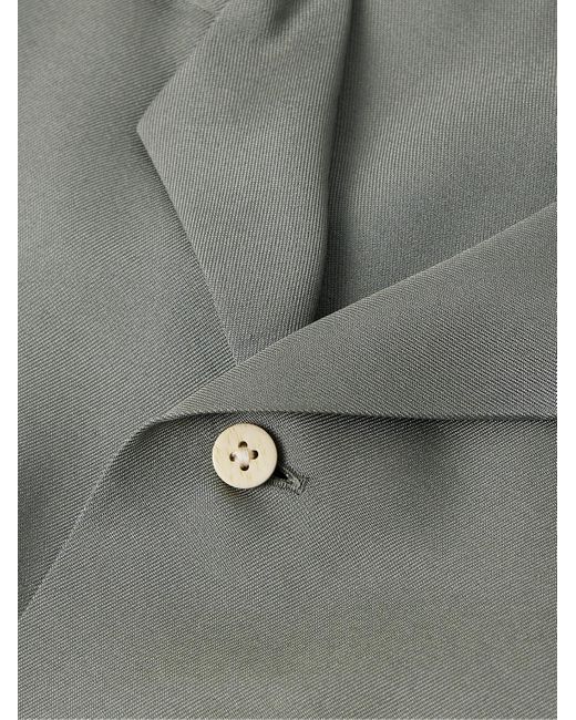 Camicia in twill di seta ricamata con colletto convertibile Keesey di Visvim in Gray da Uomo