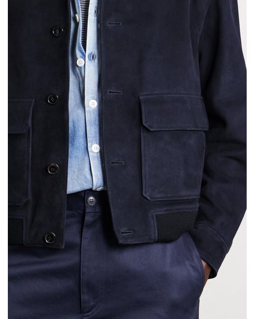 FRAME Blue Suede Blouson Jacket for men