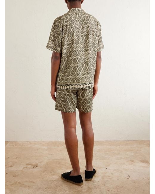 Orlebar Brown Green Maitan Passetto Camp-Collar Printed Lyocell Shirt for men