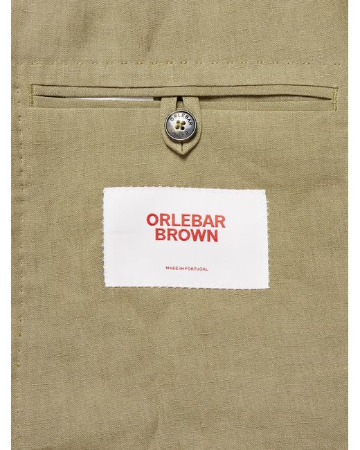 Orlebar Brown Green Garret Unstructured Linen Suit Jacket for men