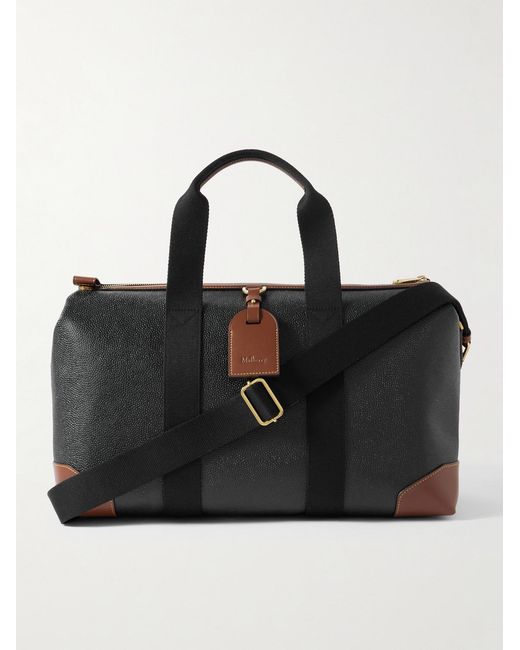 Mulberry Black Heritage Day Clipper Small Leather-trimmed Scotchgrain Weekend Bag for men