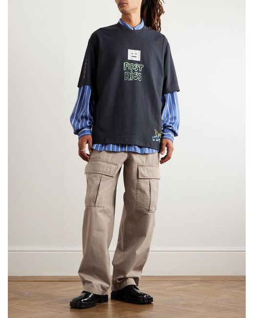 Acne Natural Prudento Straight-Leg Cotton-Ripstop Cargo Trousers for men