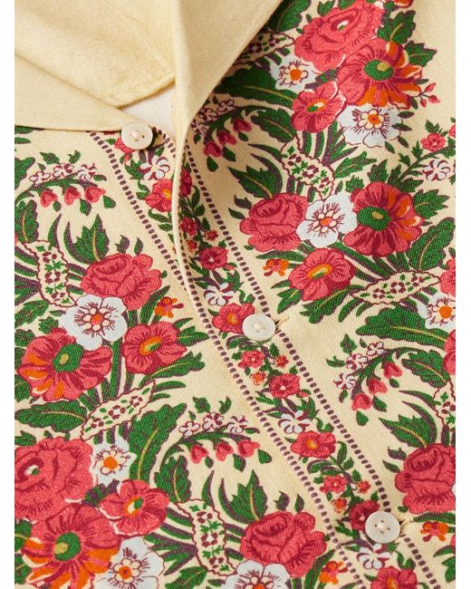 Bode Natural Winter Bouquet Camp-collar Floral-print Cotton-twill Shirt for men