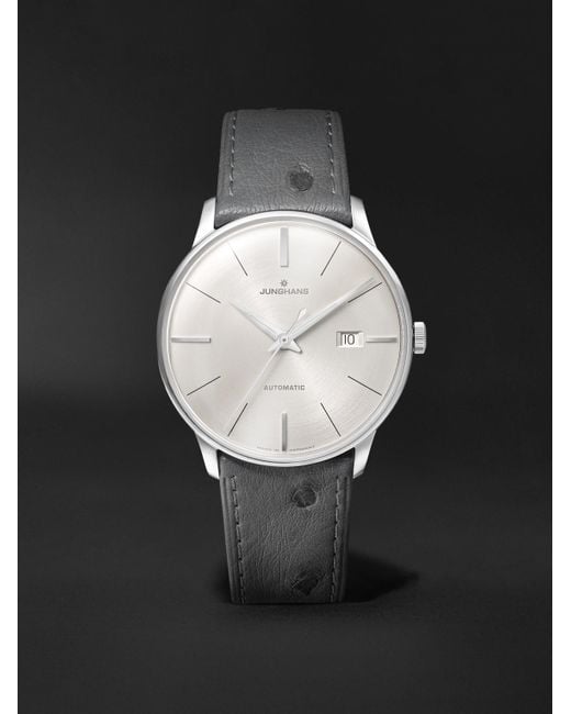 Junghans Black Meister Automatic 40.4Mm Stainless Steel And Leather Watch, Ref. No. 27/4416.02 for men