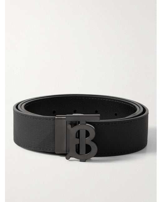 Burberry Black 3.5cm Reversible Checked E-canvas And Leather Belt for men