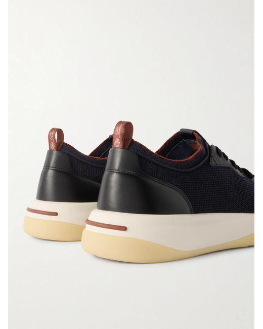 Loro Piana Blue 410 Lp Walk Leather-Trimmed Wish Wool Sneakers for men