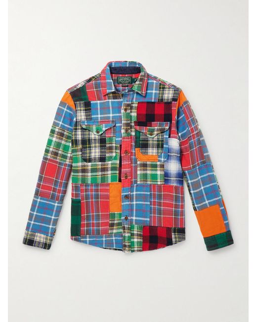 Polo Ralph Lauren Red Polo Country Checked Patchwork Cotton-Flannel Shirt for men