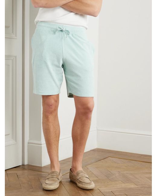Vilebrequin Blue Bolide Straight-Leg Organic Cotton-Blend Terry Drawstring Shorts for men