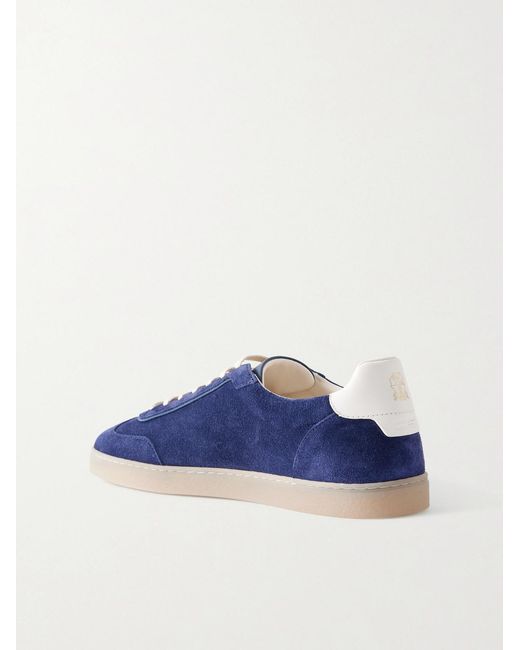 Brunello Cucinelli Blue Coda Di Rondine Suede Sneakers for men