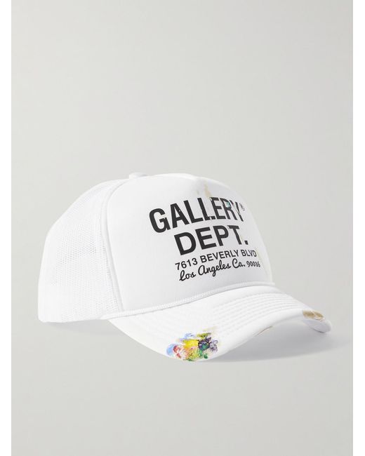 GALLERY DEPT. White Workshop Paint-Splattered Logo-Print Canvas And Mesh Trucker Cap for men