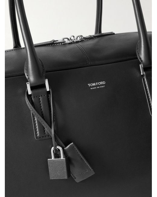 Logo-Print Leather Weekend Bag di Tom Ford in Black da Uomo