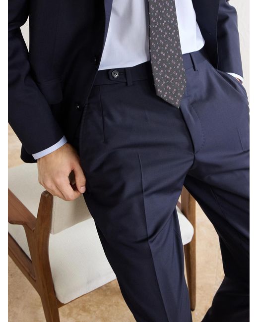 Brioni Blue Plume Straight-Leg Wool And Mohair-Blend Trousers for men
