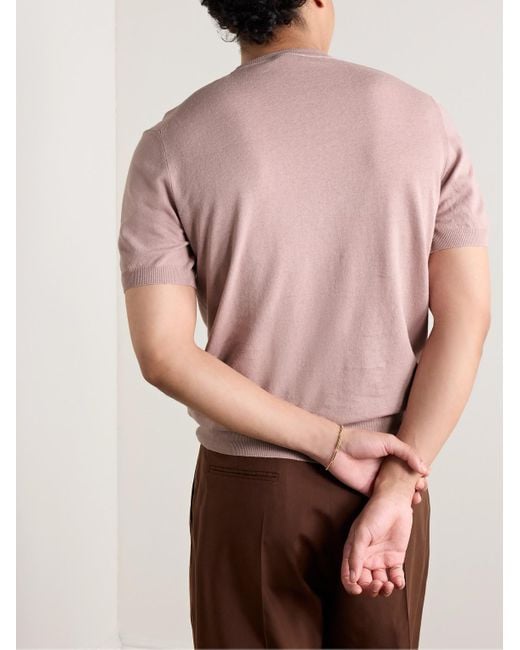 Altea Pink Linen And Cotton-blend T-shirt for men