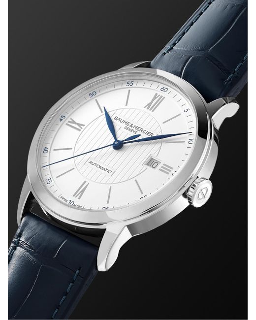 Baume & Mercier Black Classima Automatic 42Mm Stainless Steel And Alligator Watch, Ref. No. 10333 for men
