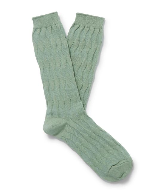 Mr P. Green Jacquard-knit Cotton-blend Socks for men