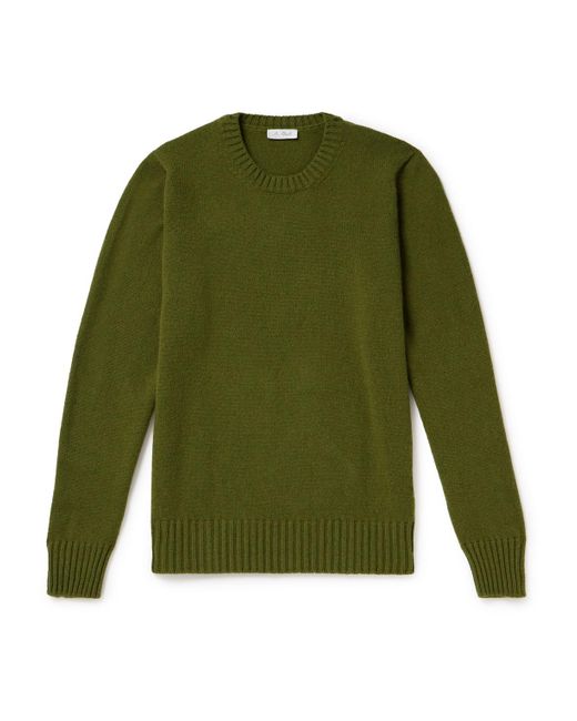 De Petrillo Green Slim-fit Wool And Cashmere-blend Sweater for men