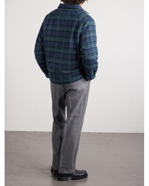 Neighborhood Blue Padded Checked Cotton-drill Blouson Jacket for men