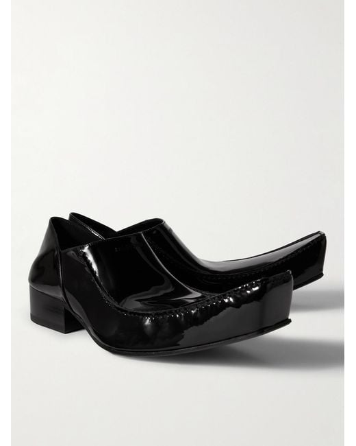 Balenciaga Romeo Collapsible-Heel Patent-Leather Loafers in Black