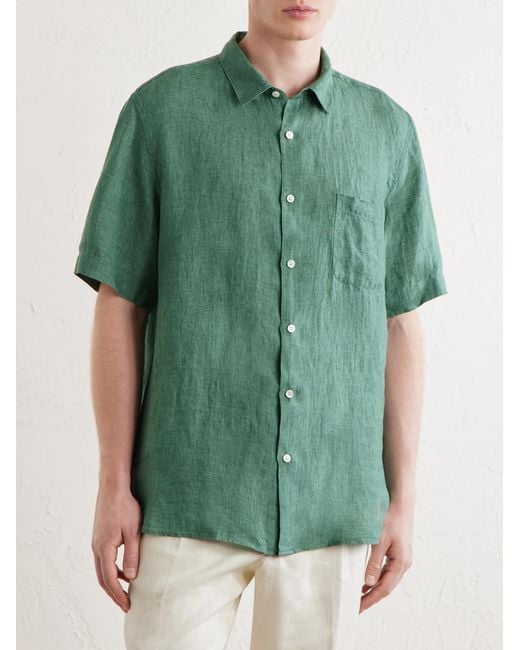 Sunspel Green Linen Shirt for men
