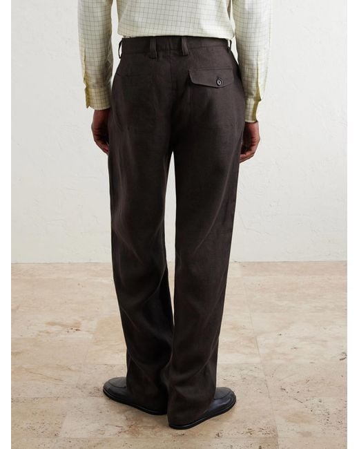 Oliver Spencer Black Coney Straight-Leg Pleated Linen Suit Trousers for men