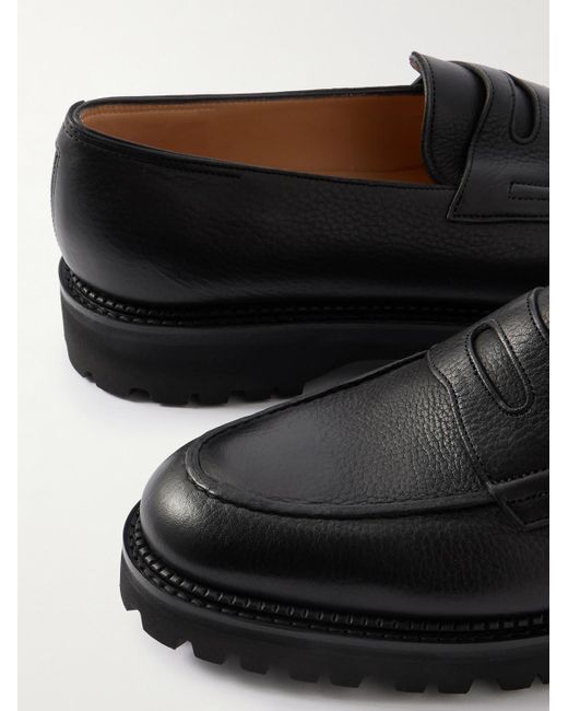 John Lobb Black Lopez New Standard Leather Penny Loafers for men
