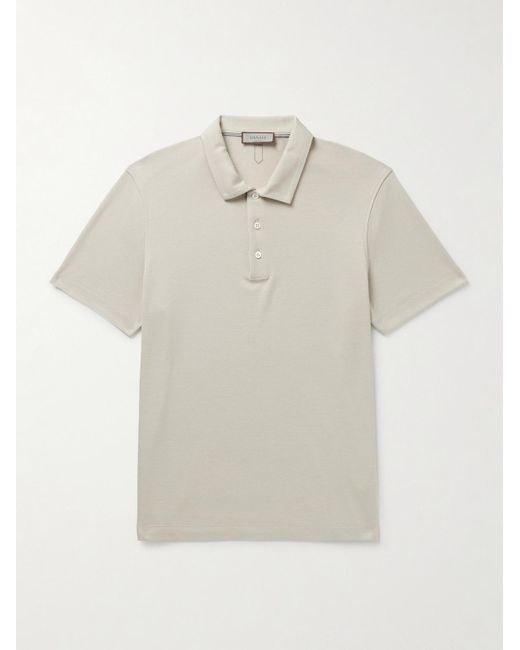 Canali White Slim-fit Cotton And Lyocell-blend Piqué Polo Shirt for men