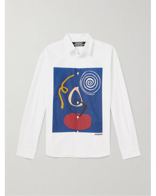 Jacquemus Blue Simon Printed Cotton Shirt for men