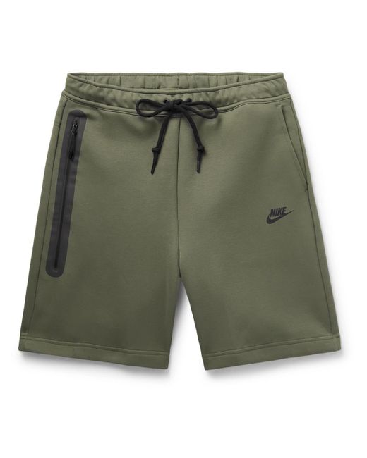 Nike Green Straight-leg Cotton-blend Tech-fleece Drawstring Shorts for men
