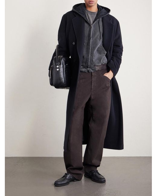 Auralee Gray Garment-dyed Cotton-canvas Zip-up Hooded Jacket for men