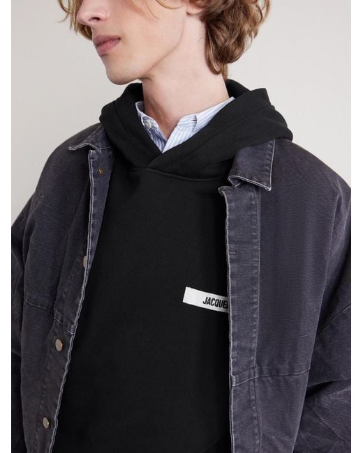 Jacquemus Blue Logo-appliquéd Cotton-jersey Hoodie for men