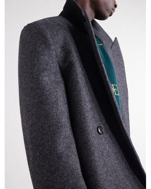 J.W. Anderson Gray Double-Breasted Brushed Wool Coat for men