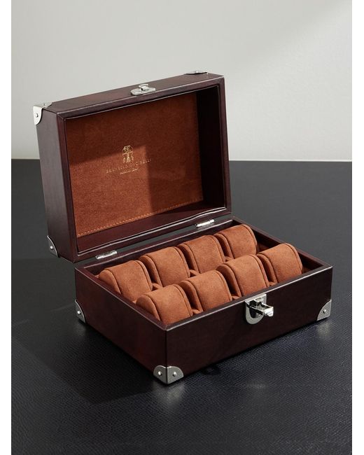 Brunello Cucinelli Red Full-Grain Leather Eight-Piece Watch Box for men
