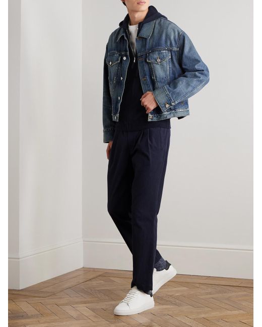 Allude Blue Virgin Wool And Cashmere-blend Zip-up Hoodie for men
