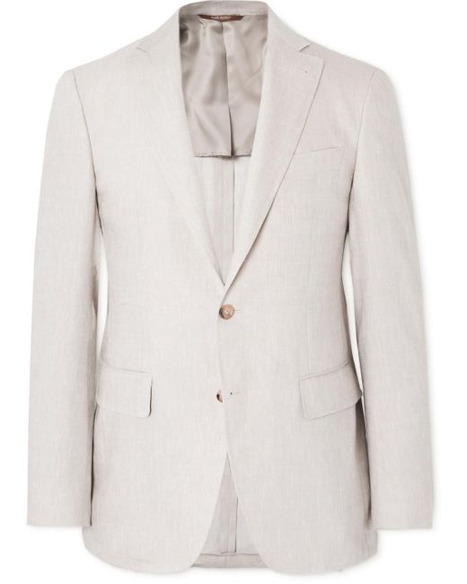 Canali Natural Kei Slim-fit Linen And Wool-blend Suit Jacket for men