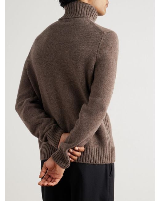 Loro Piana Brown Parksville Baby Cashmere Rollneck Sweater for men
