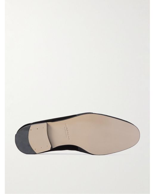 Manolo Blahnik Black Carlton Crystal-Embellished Grosgrain-Trimmed Velvet Loafers for men