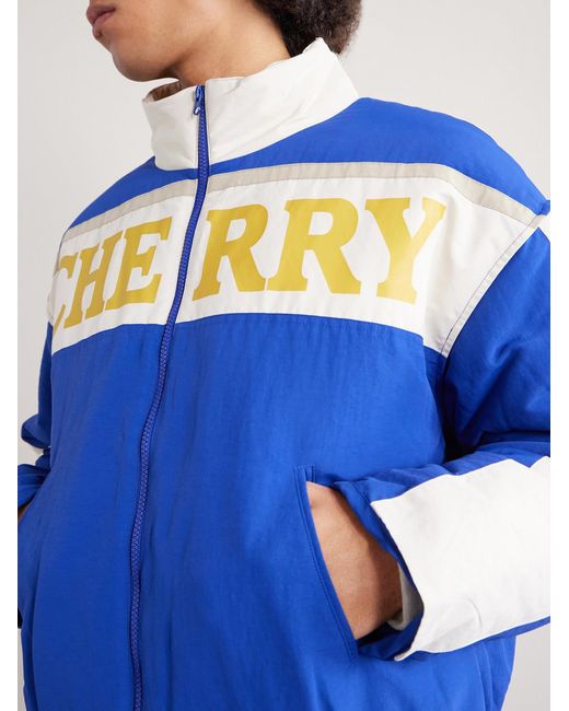 CHERRY LA Blue Wrangler Logo-print Shell Bomber Jacket for men